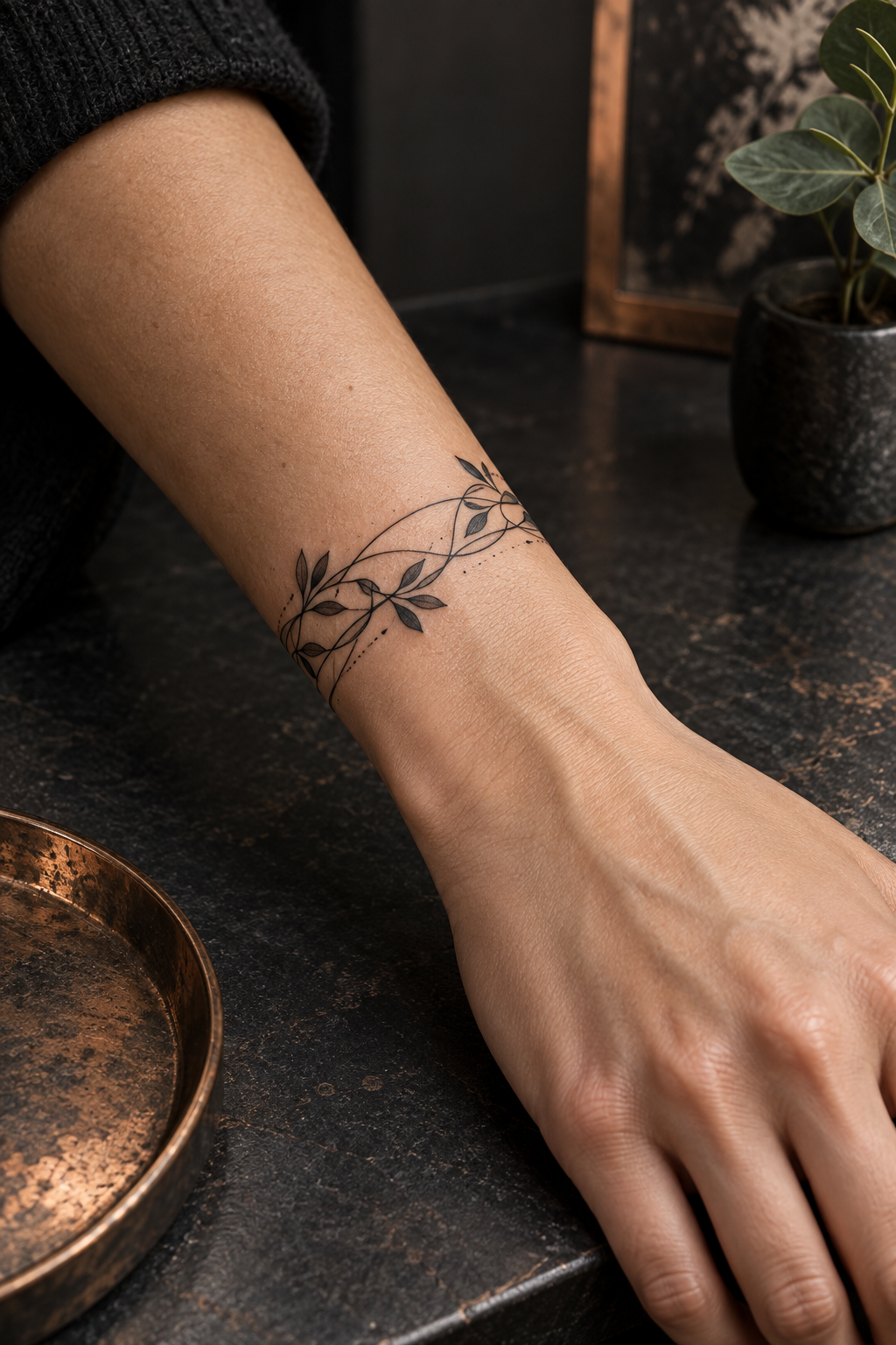 Celestial band bracelet tattoo idea