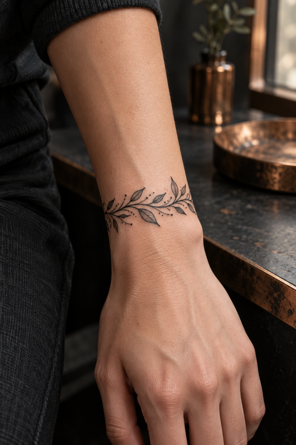 Blackwork stripe bracelet tattoo idea