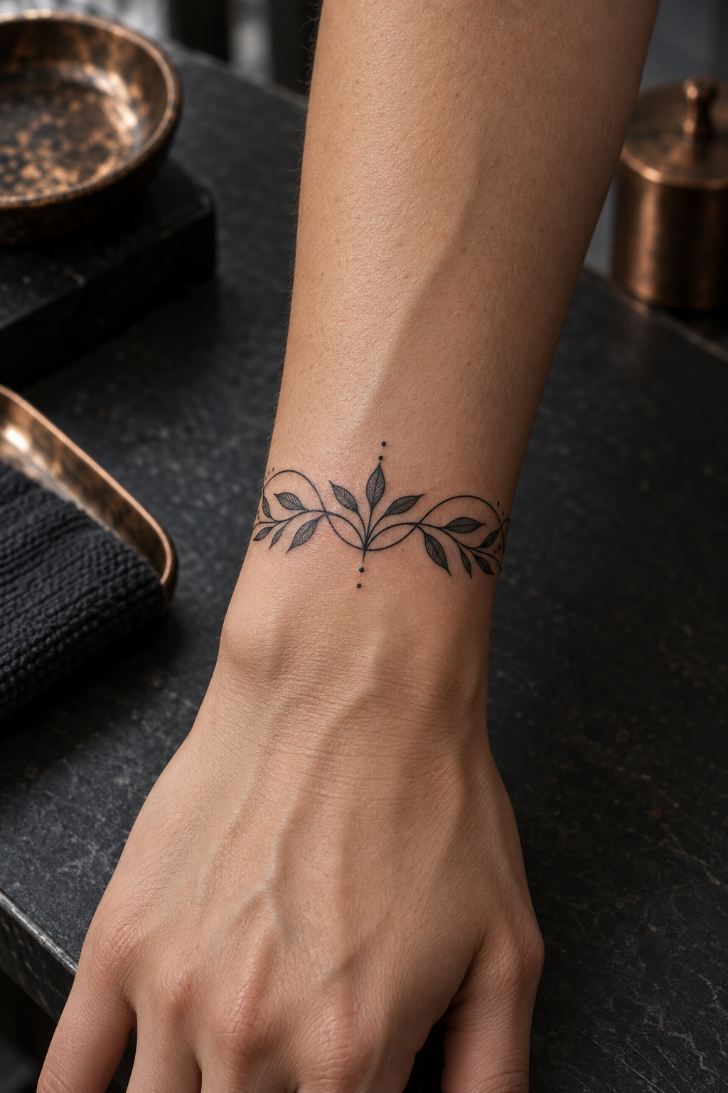 Mountain line bracelet tattoo idea