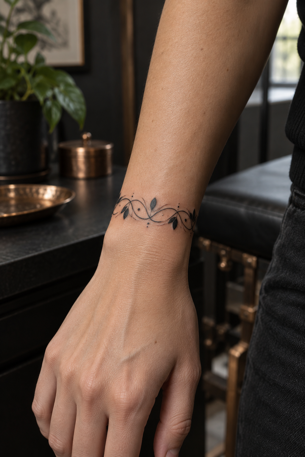 Sun and moon wrap bracelet tattoo idea