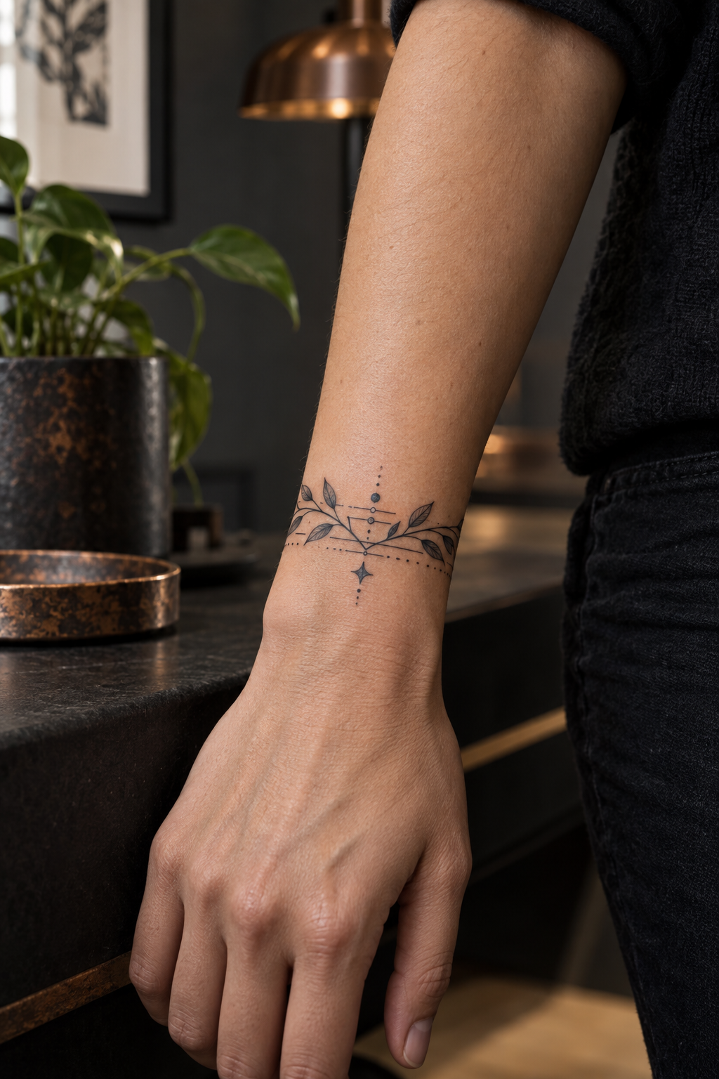 Initials band bracelet tattoo idea