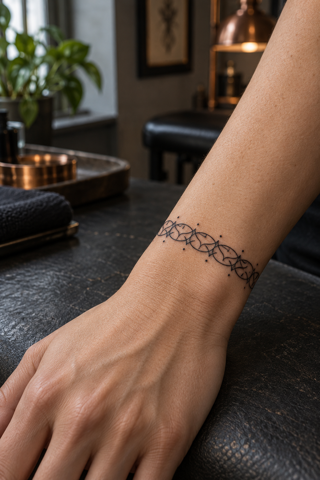 Ornamental lace bracelet tattoo idea