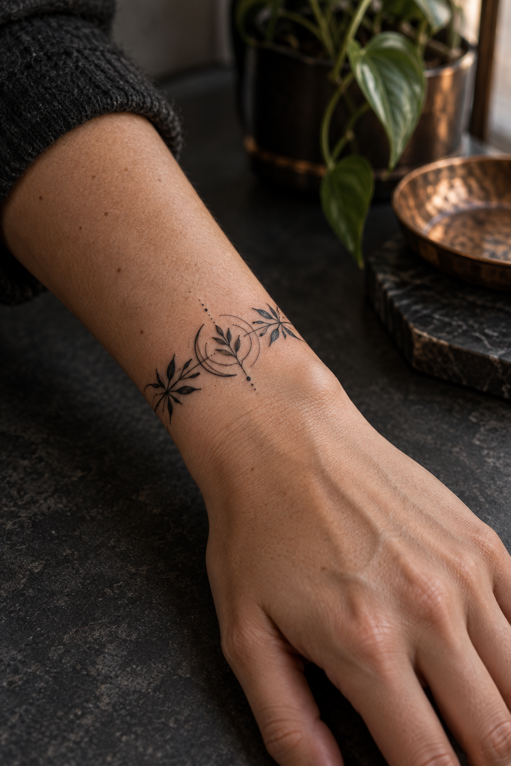 Ocean-inspired band bracelet tattoo idea