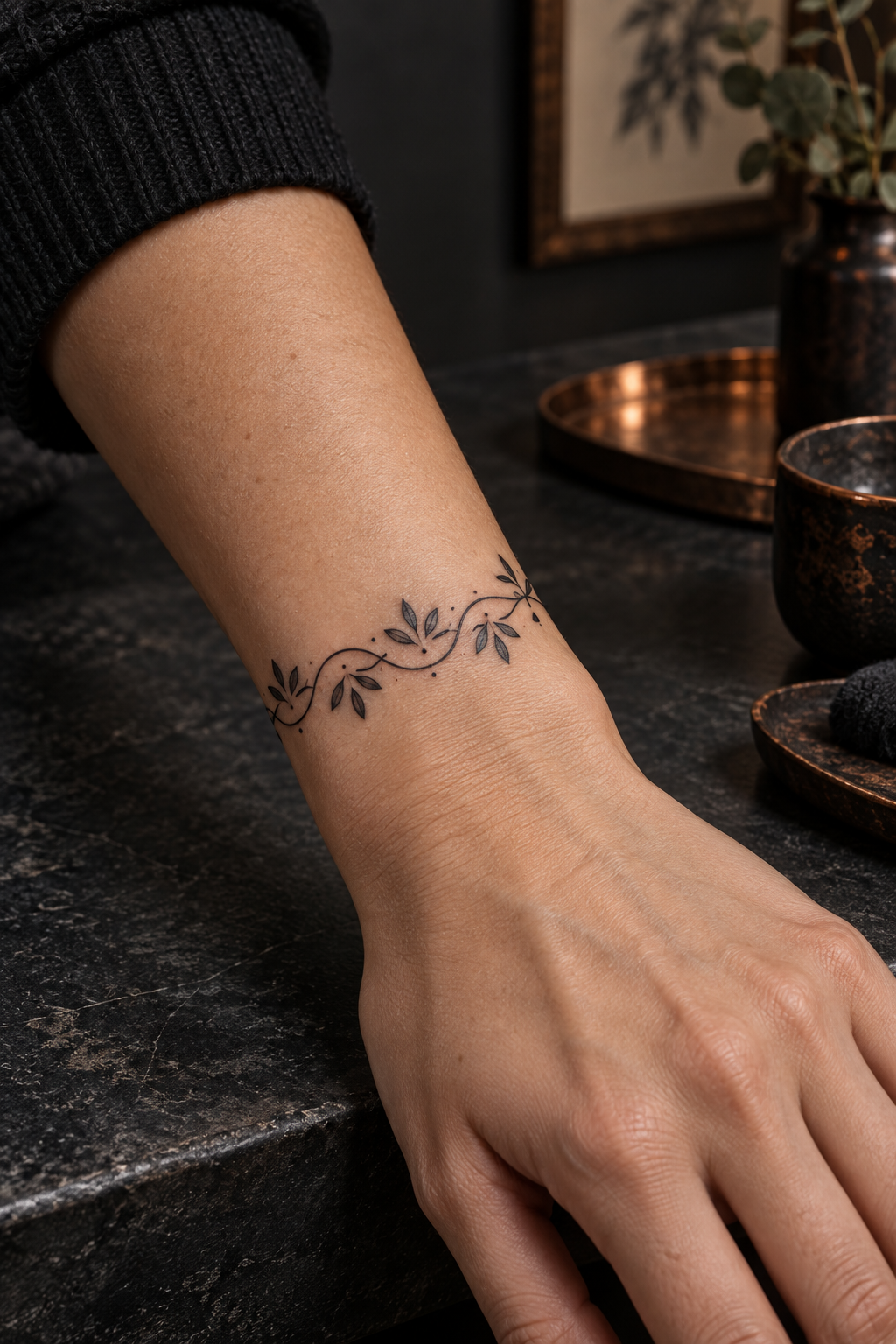 Abstract brush band bracelet tattoo idea