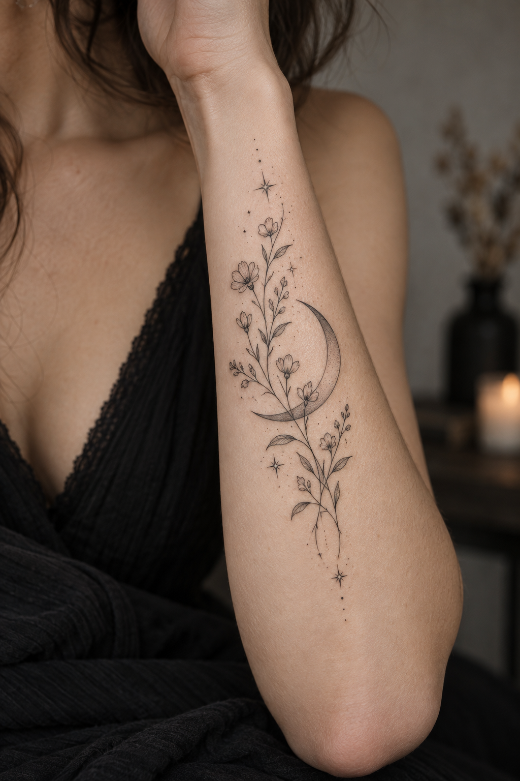 Trailing botanical line spine and rib tattoos for women fine-line idea
