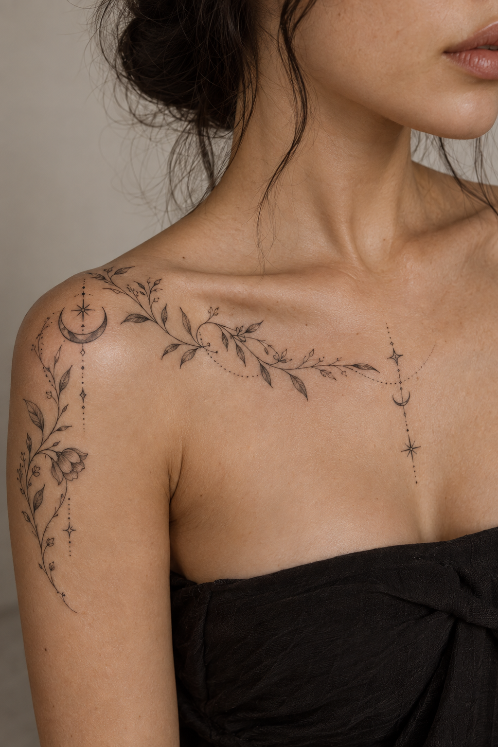 Fine-line sun motif spine and rib tattoos for women fine-line idea