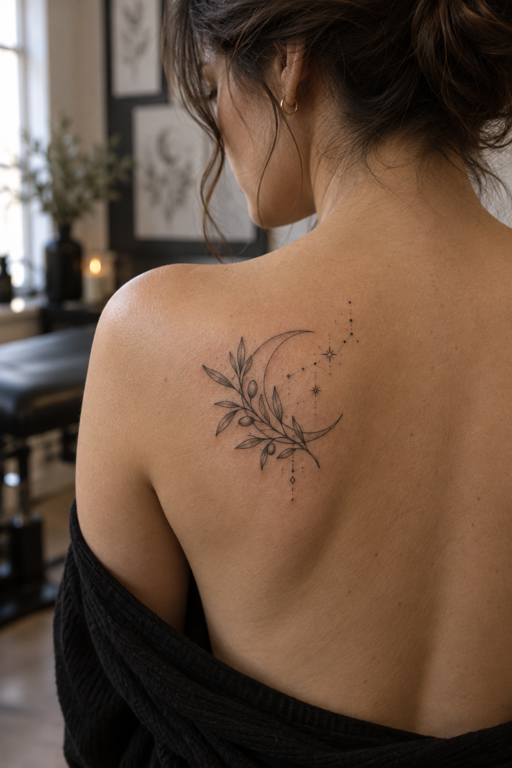Elegant floral stem spine and rib tattoos for women fine-line idea