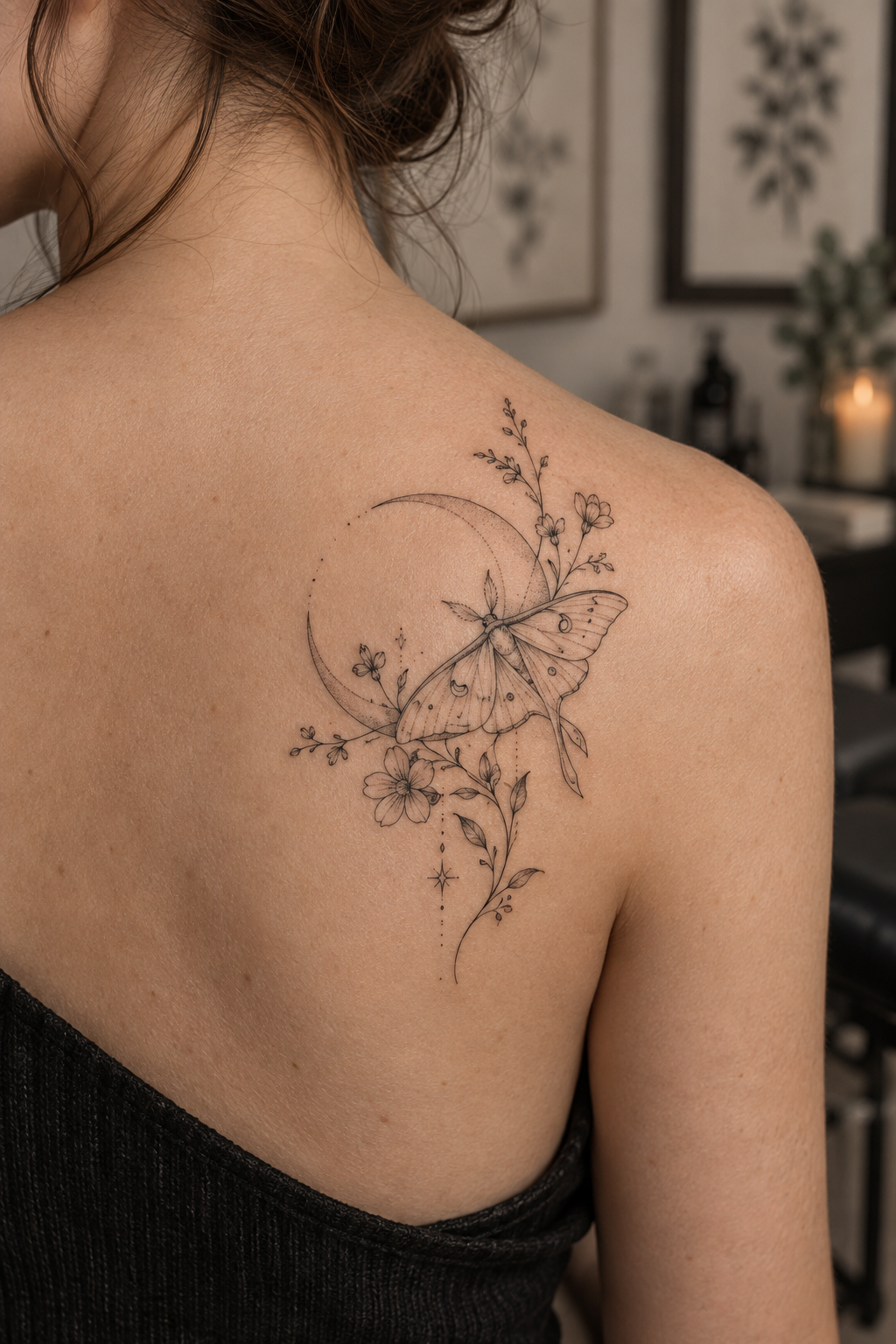 Dainty wildflower chain spine and rib tattoos for women fine-line idea