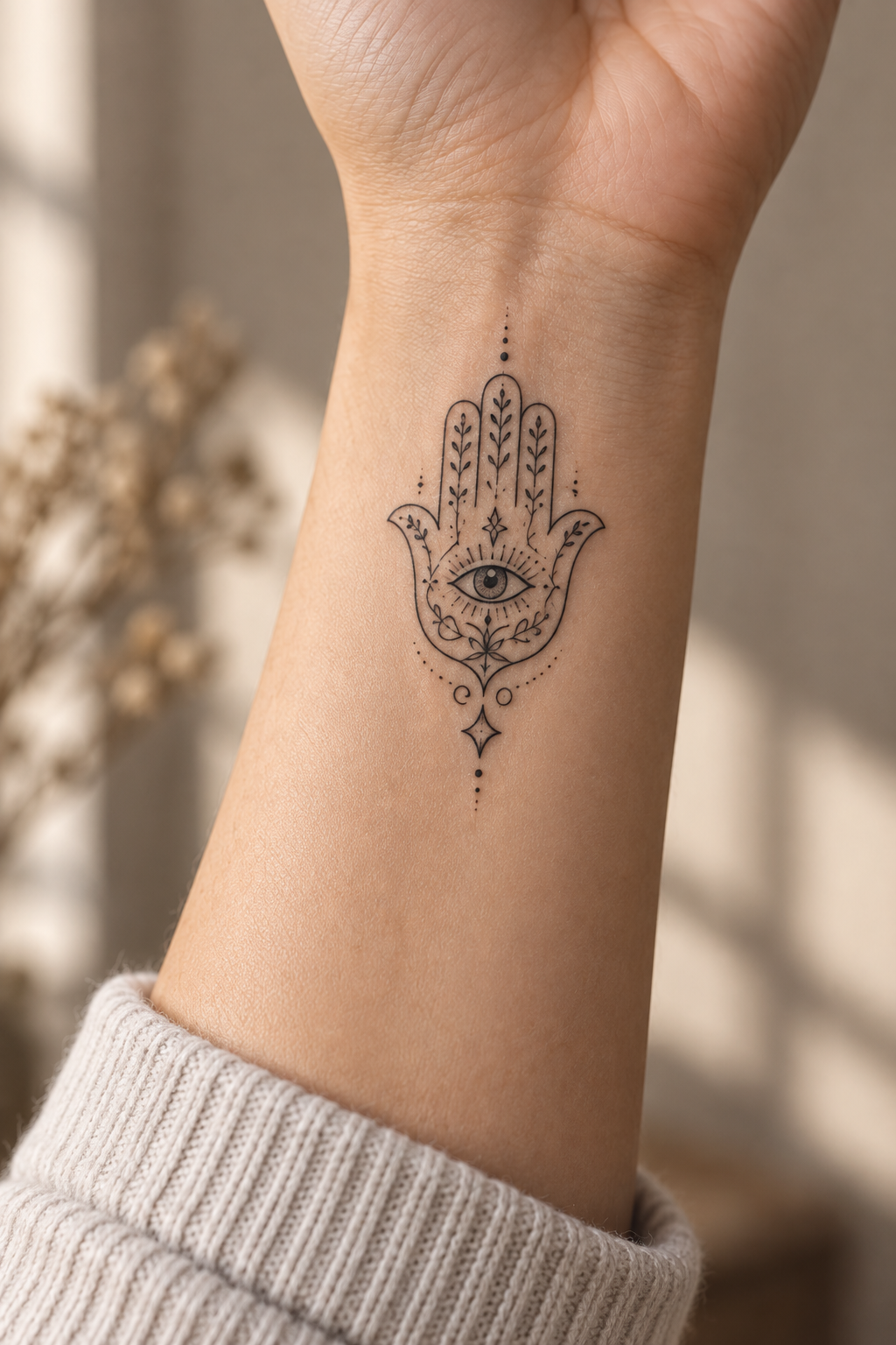 Ornamental Eye Centerpiece protective hamsa tattoos for women idea