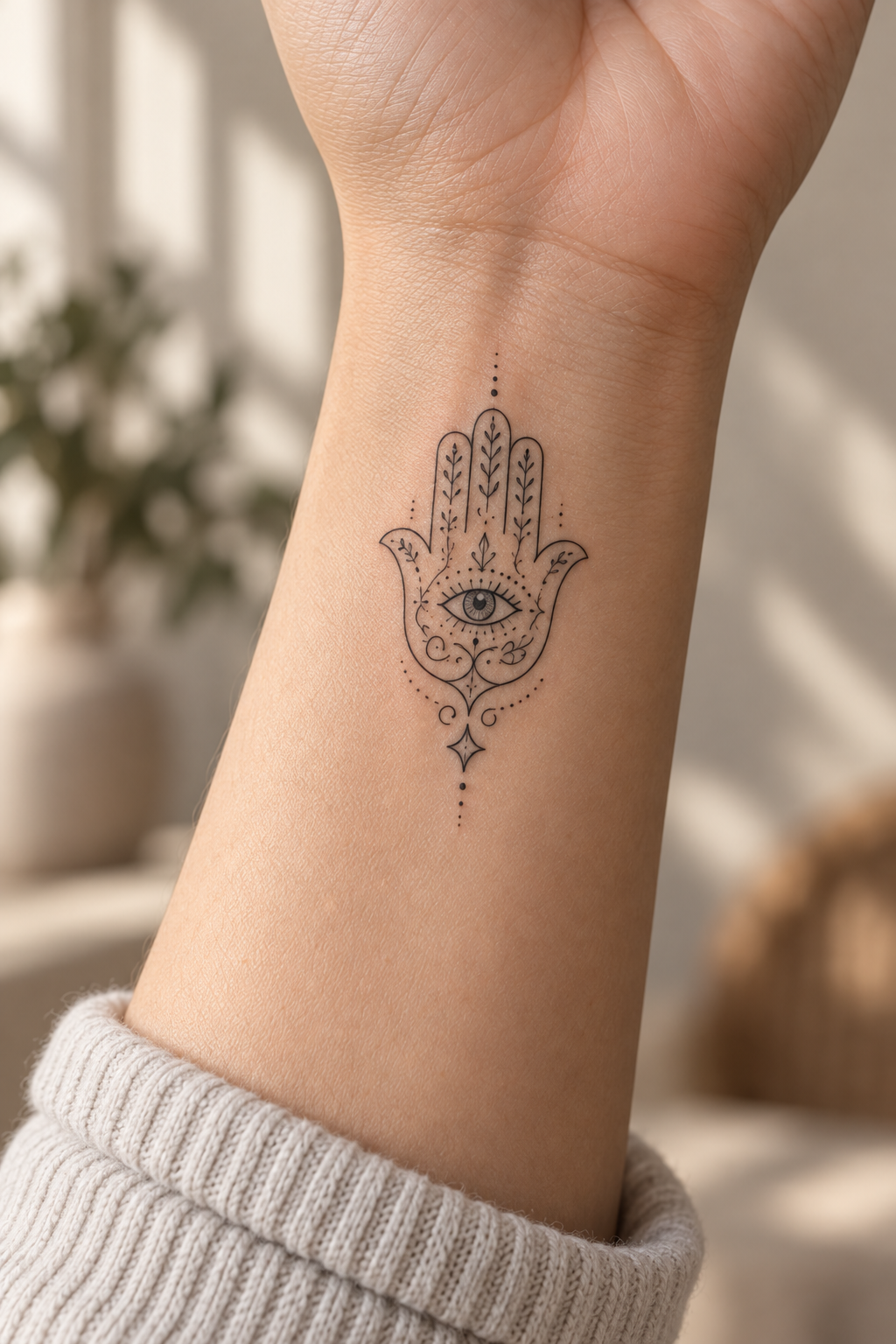 Hamsa with Protective Eye protective hamsa tattoos for women idea