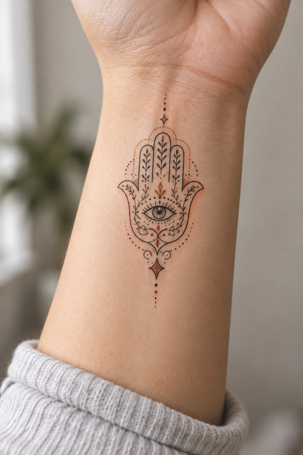 Layered Ornament Hamsa protective hamsa tattoos for women idea