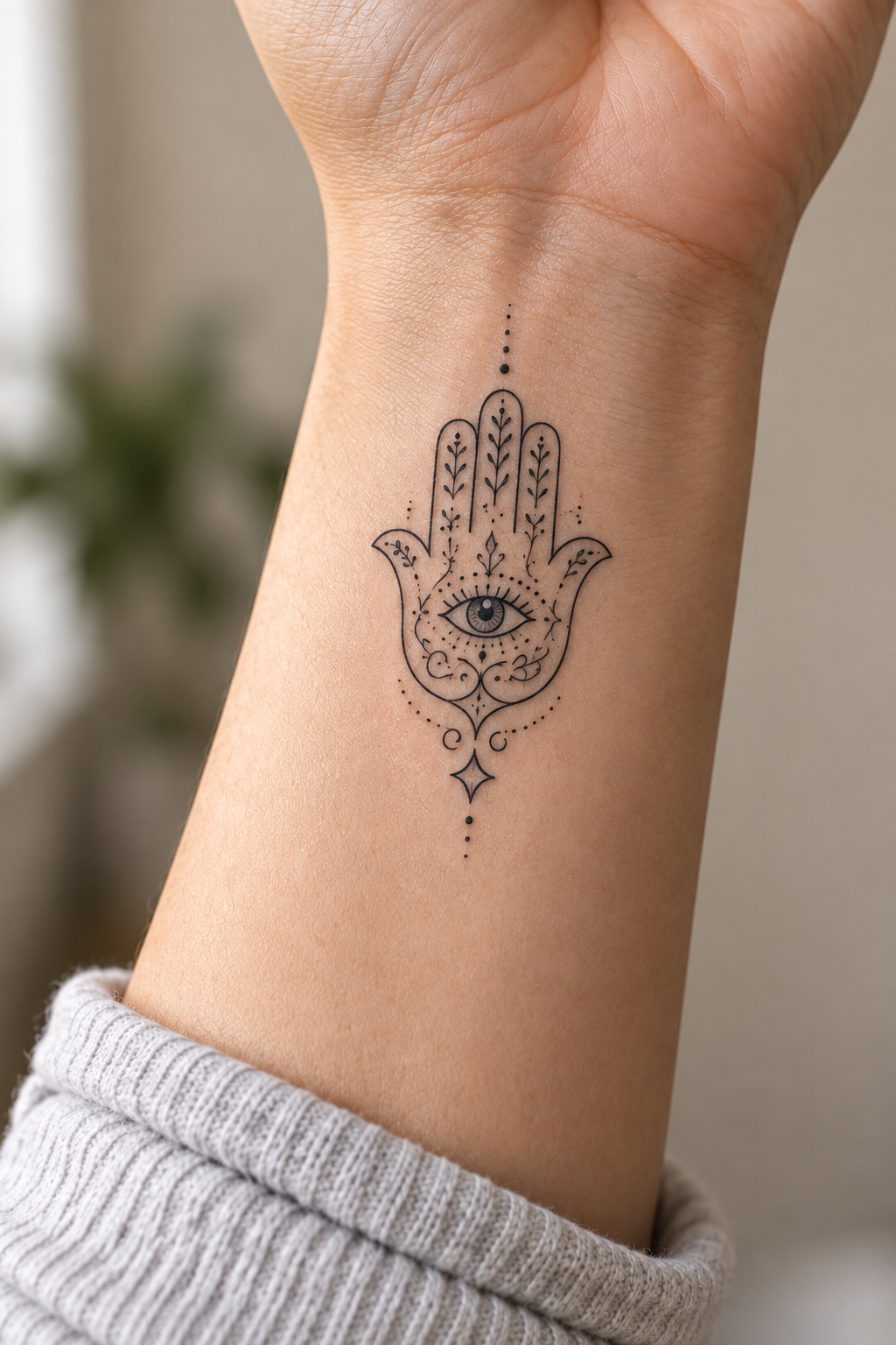 Bold Forearm Hamsa protective hamsa tattoos for women idea