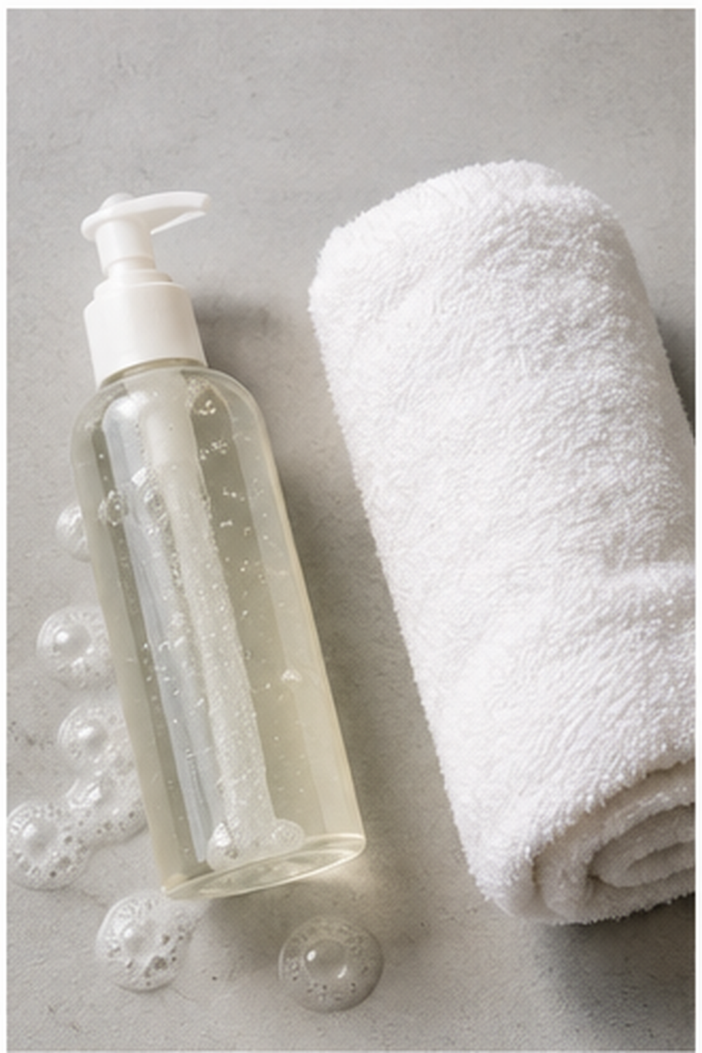 keep tattoo colors vibrant: gentle fragrance-free cleanser beside a clean towel