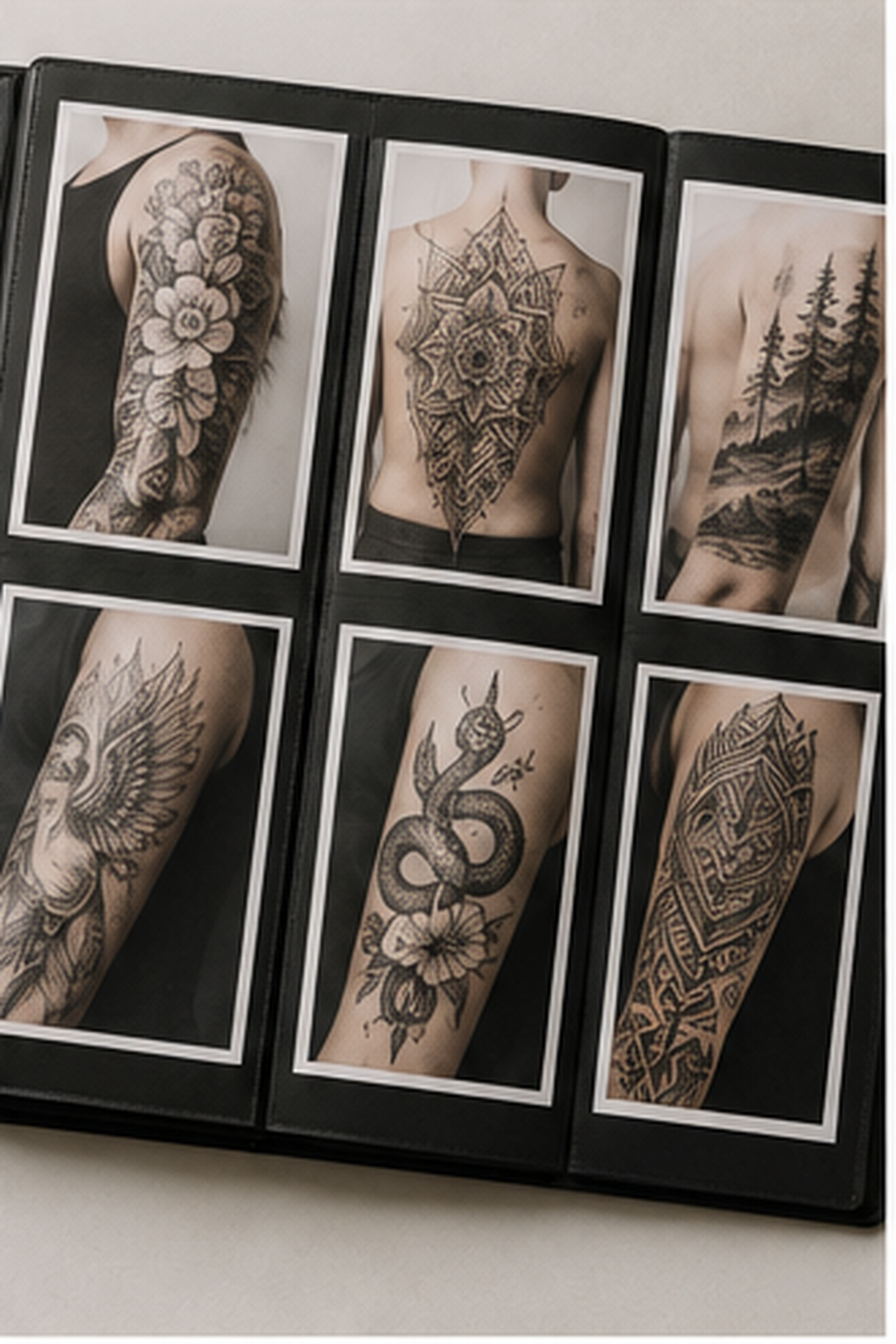 choose a first tattoo design: artist portfolio showing consistent healed-work photography