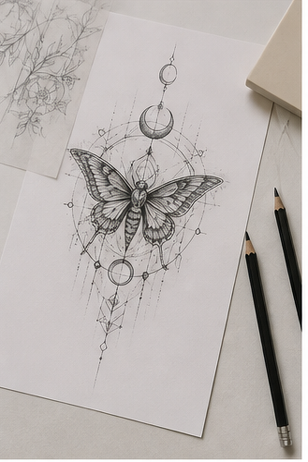 choose a first tattoo design: final custom sketch reviewed calmly before booking