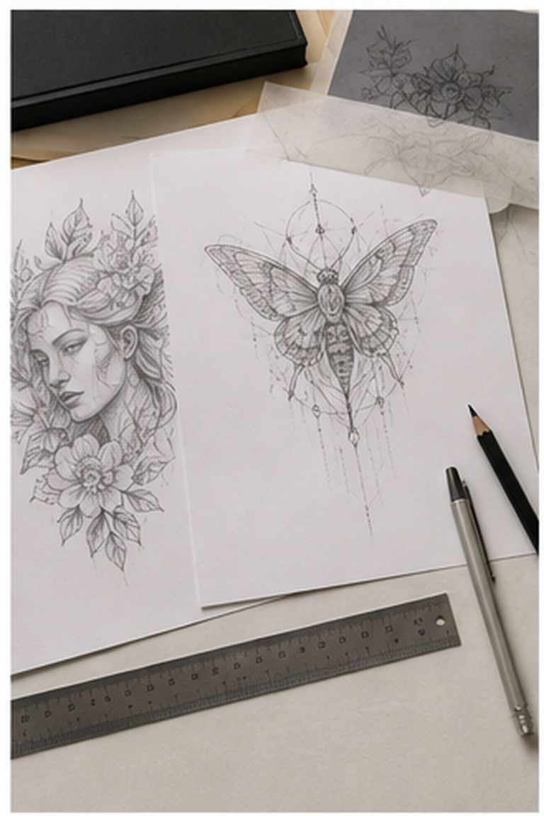 choose a first tattoo design: thoughtful first-tattoo consultation over original sketches