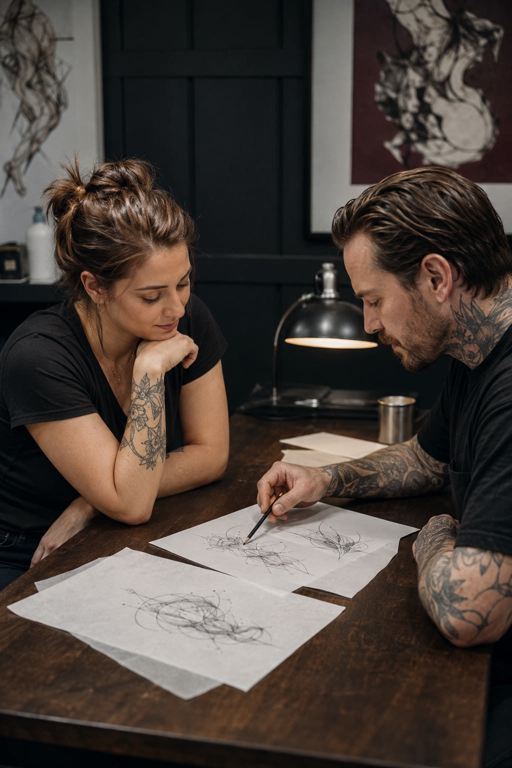 Choose your first tattoo design during a calm studio consultation
