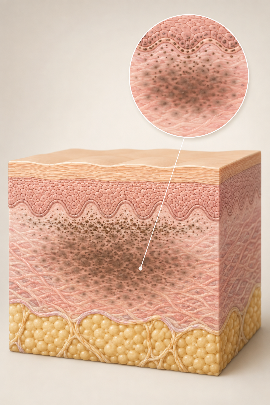 how deep tattoo ink goes: diagram illustrating tattoo blowout from excessive depth
