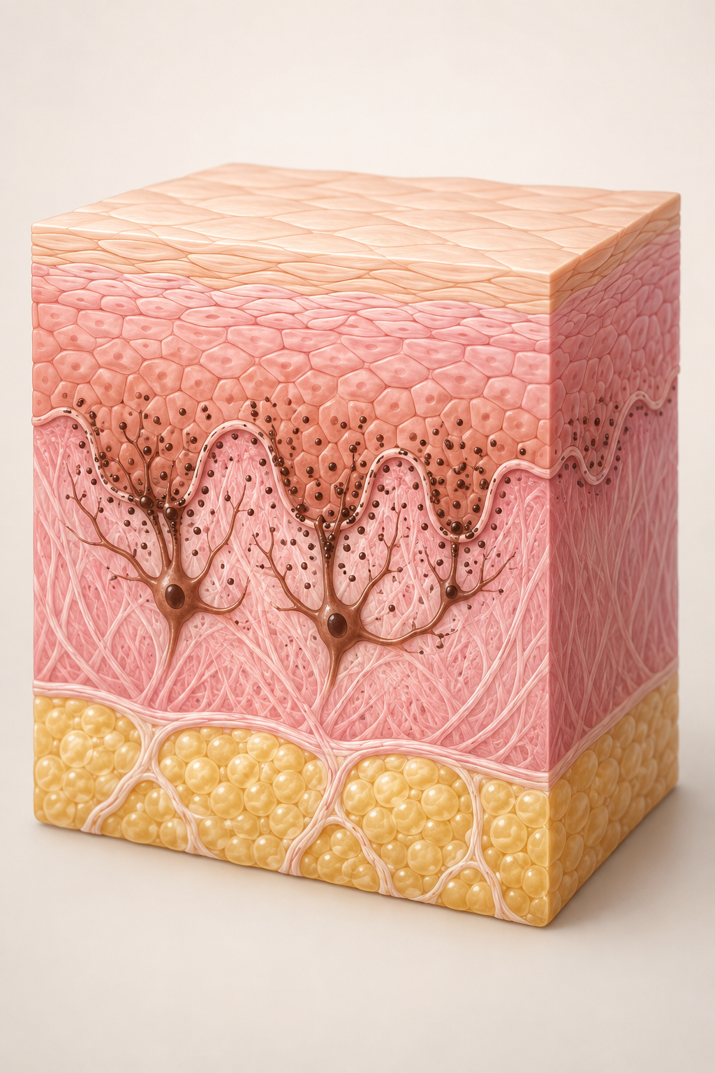 how deep tattoo ink goes: educational tattoo skin-layer diagram in a professional studio style