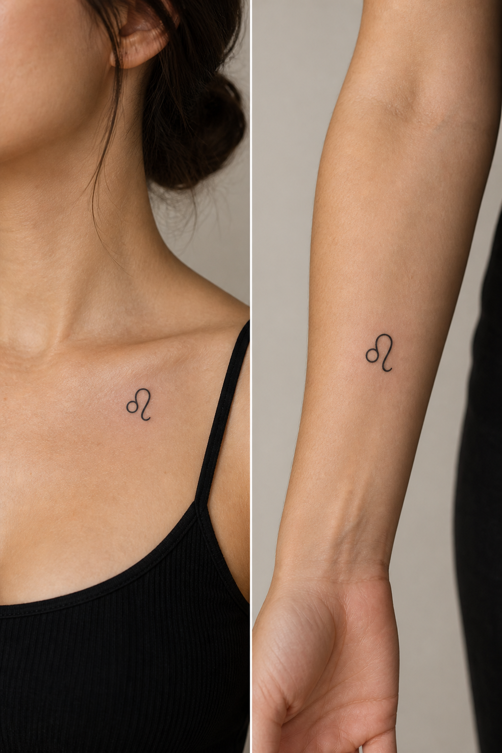 Small Leo tattoo placement concept for collarbone or forearm