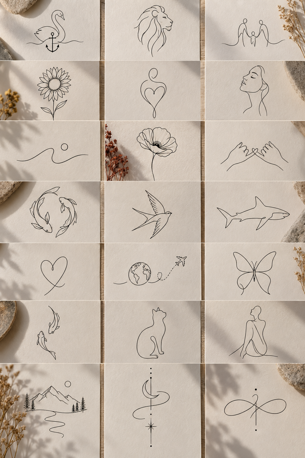 single-line tattoo ideas: Swan and anchor concept