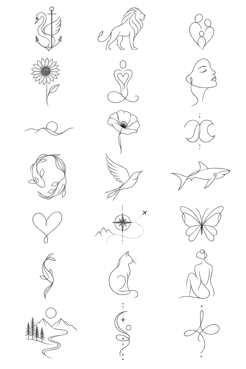 single-line tattoo ideas: Lion silhouette concept