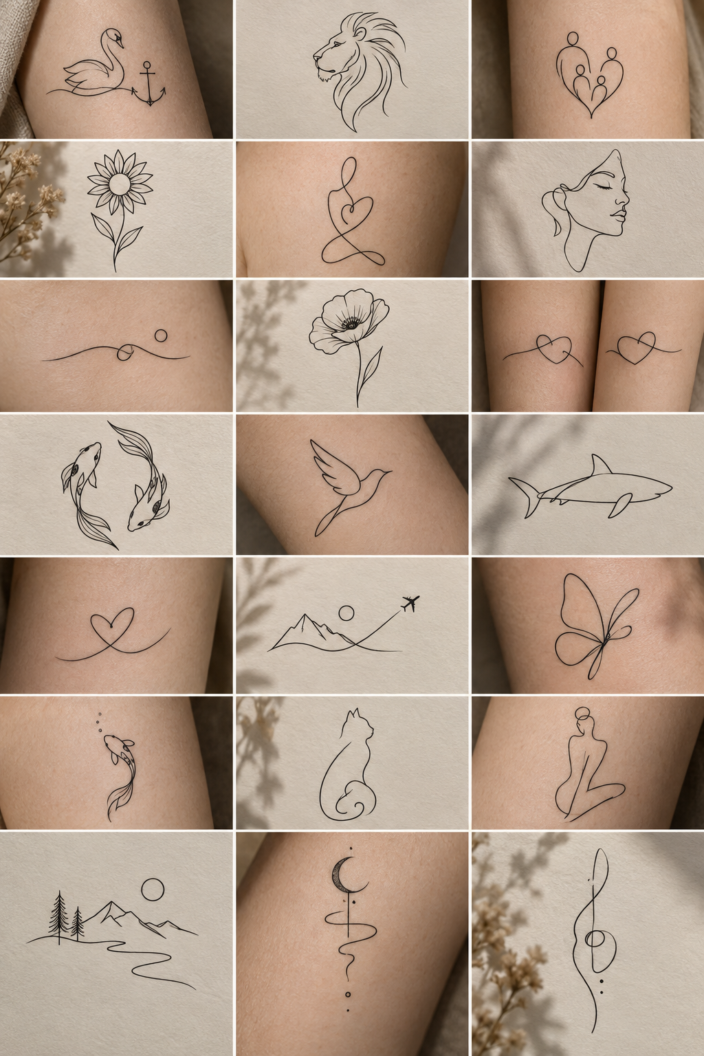 single-line tattoo ideas: Tiny family symbol concept