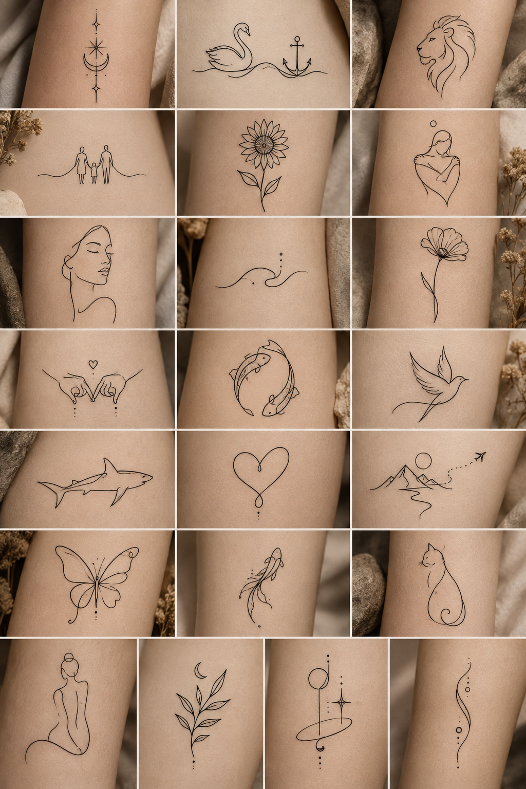 single-line tattoo ideas: Sunflower concept