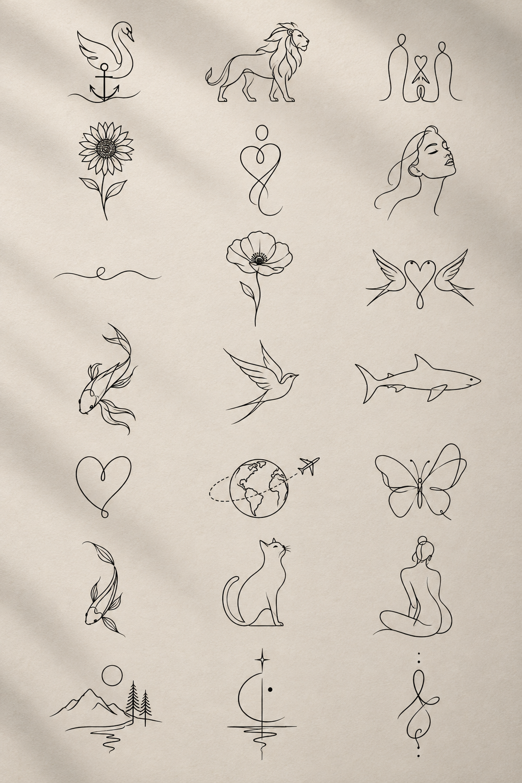 single-line tattoo ideas: Continuous-line portrait concept