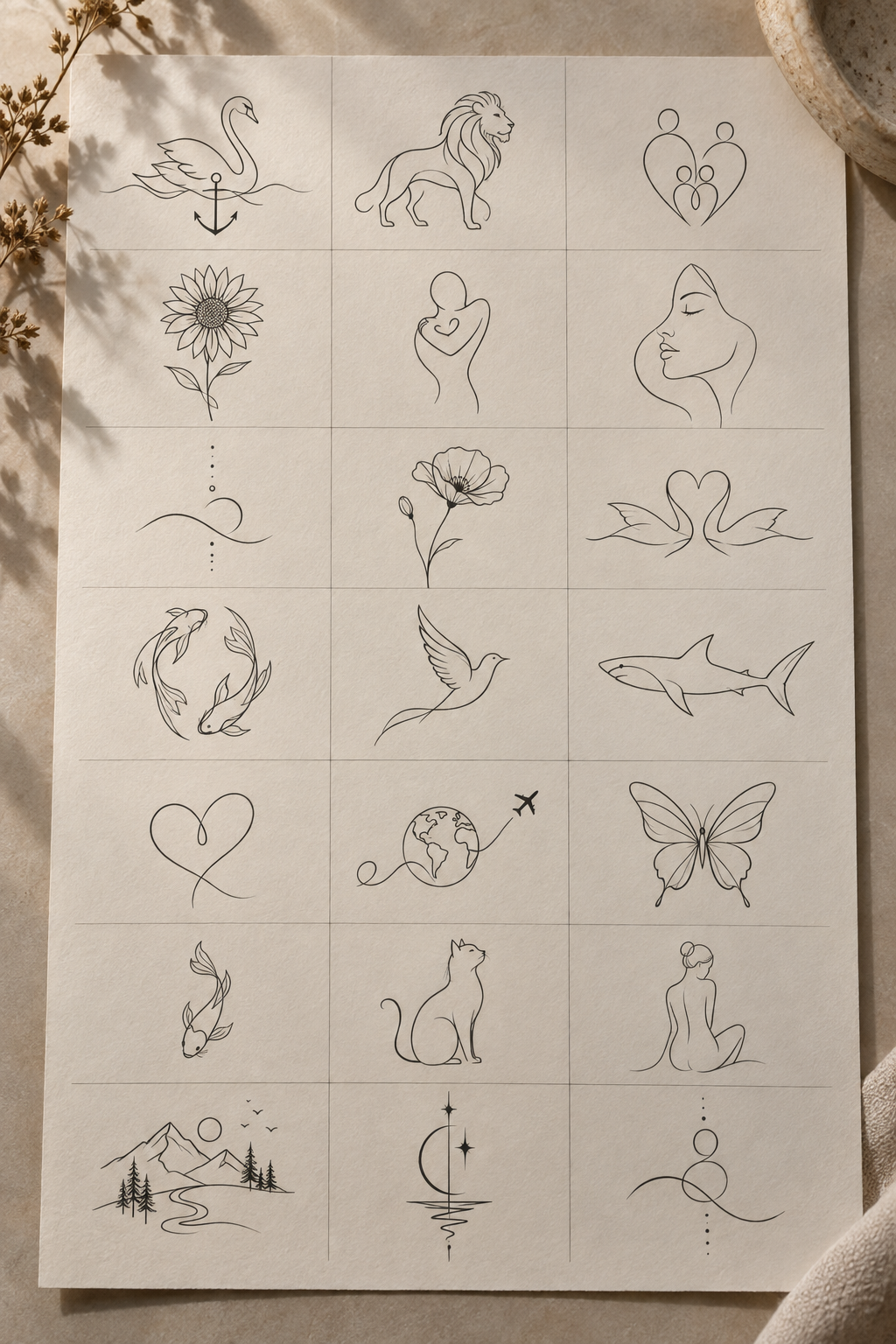 single-line tattoo ideas: Small abstract line concept