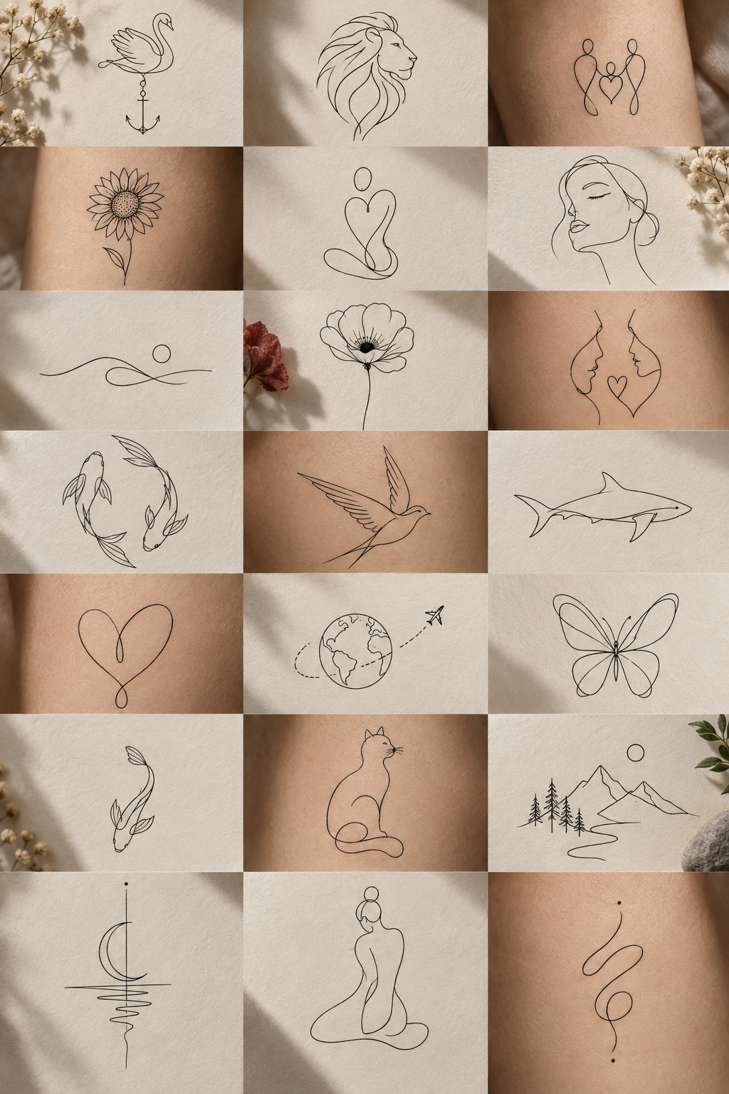 single-line tattoo ideas: Poppy concept