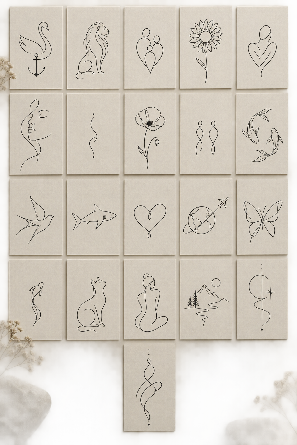 single-line tattoo ideas: Matching pair concept