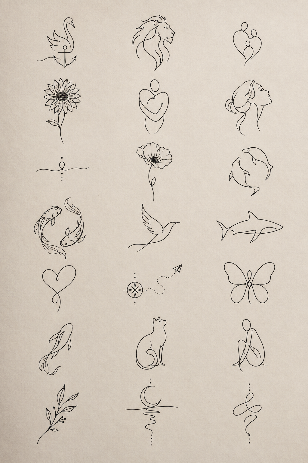 single-line tattoo ideas: Koi fish concept