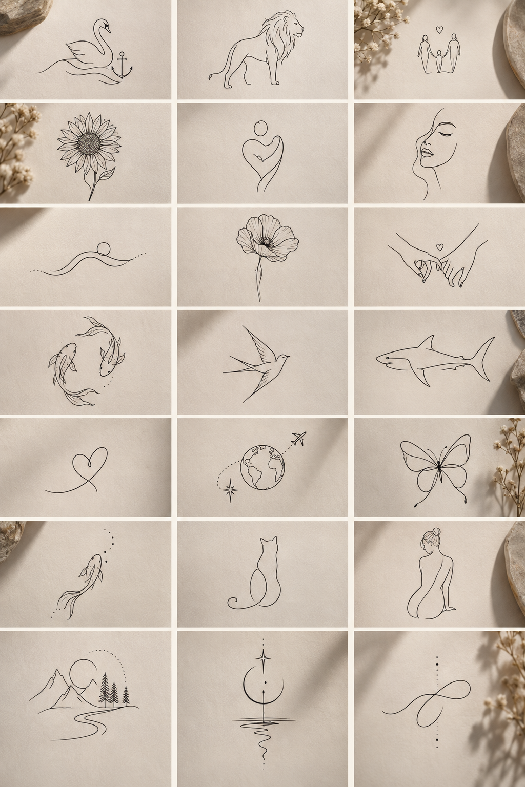 single-line tattoo ideas: Tiny koi concept