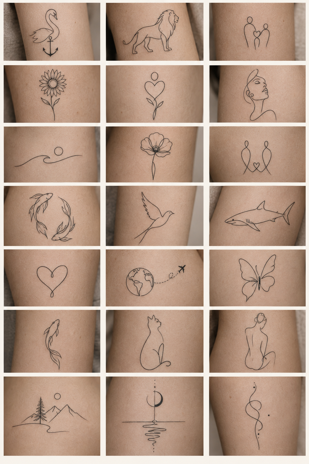 single-line tattoo ideas: Surrealist minimal composition concept