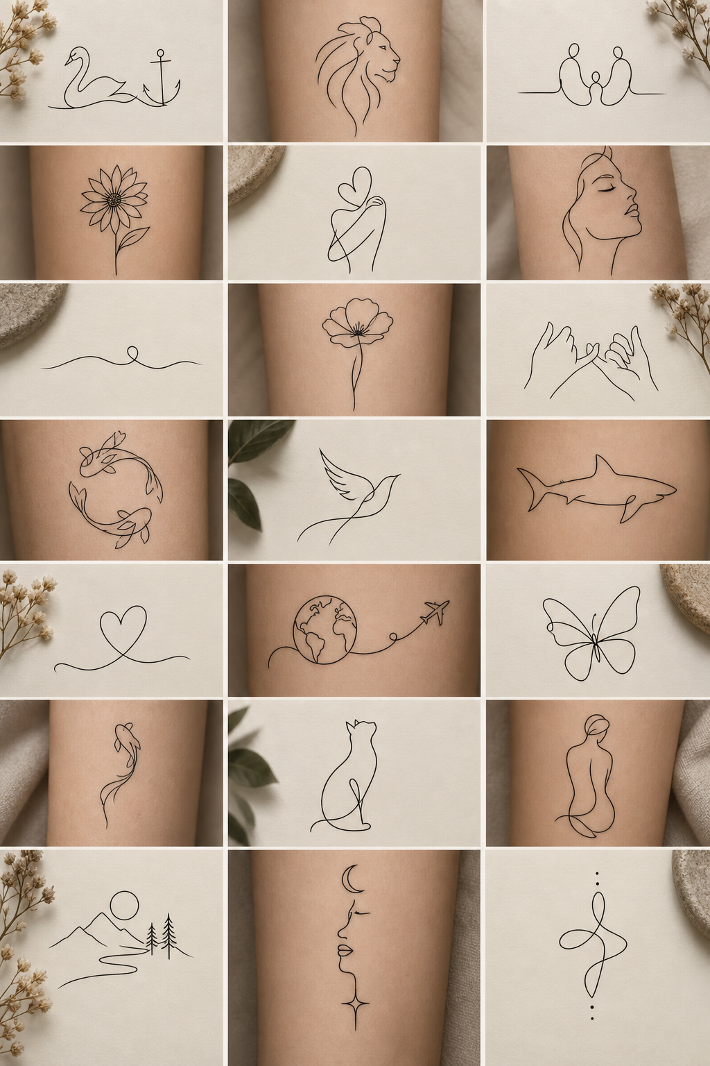 single-line tattoo ideas: Elegant abstract line concept