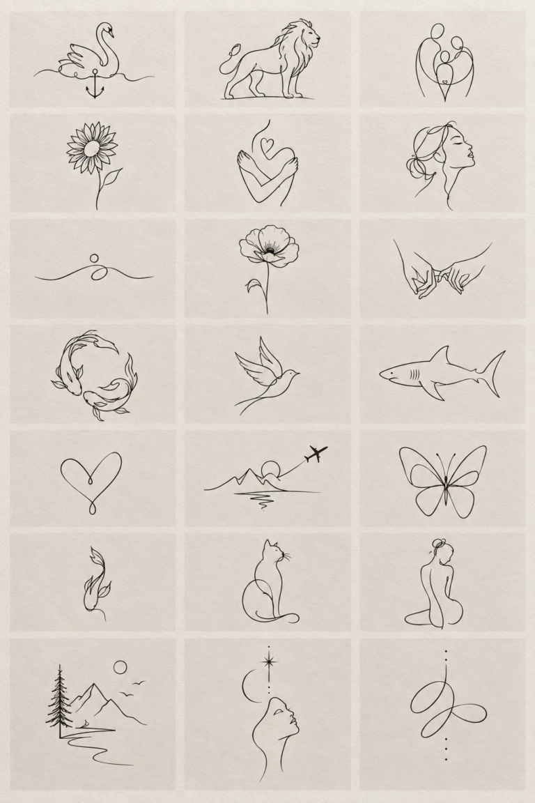 Single-line swan and anchor tattoo concept
