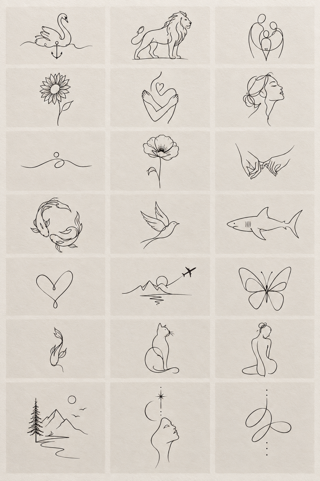 Single-line swan and anchor tattoo concept