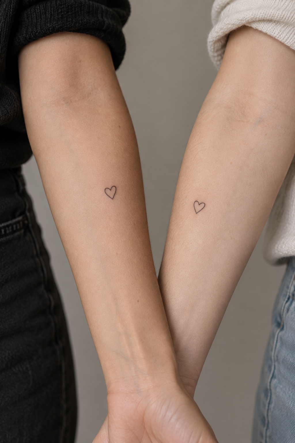 Matching Hearts small friendship tattoo idea