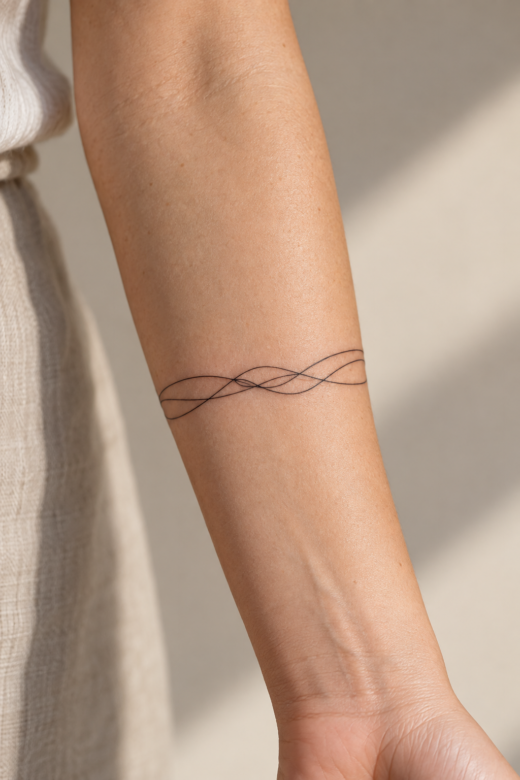 Friendship Bracelet Lines small friendship tattoo idea