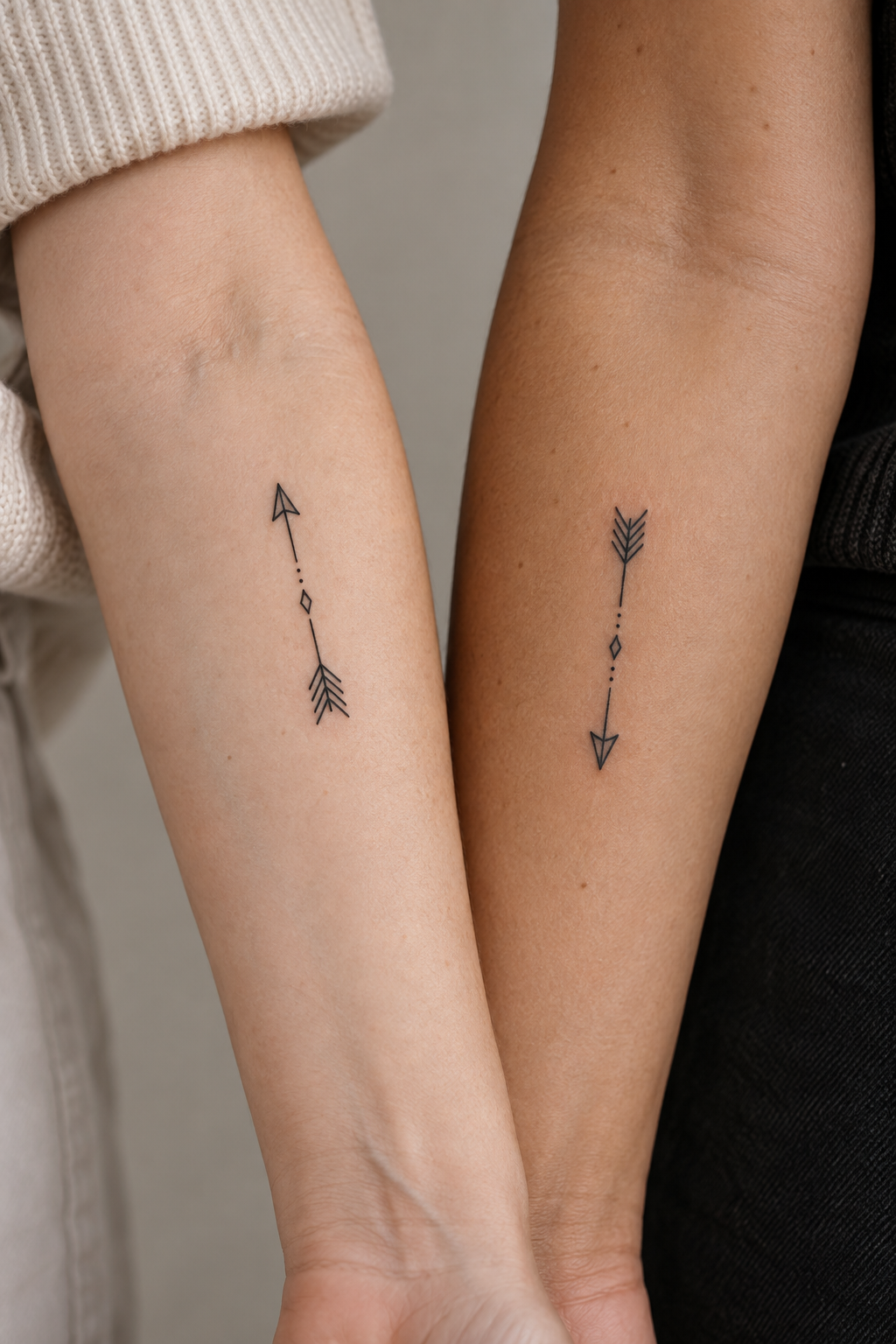 Complementary Arrows small friendship tattoo idea