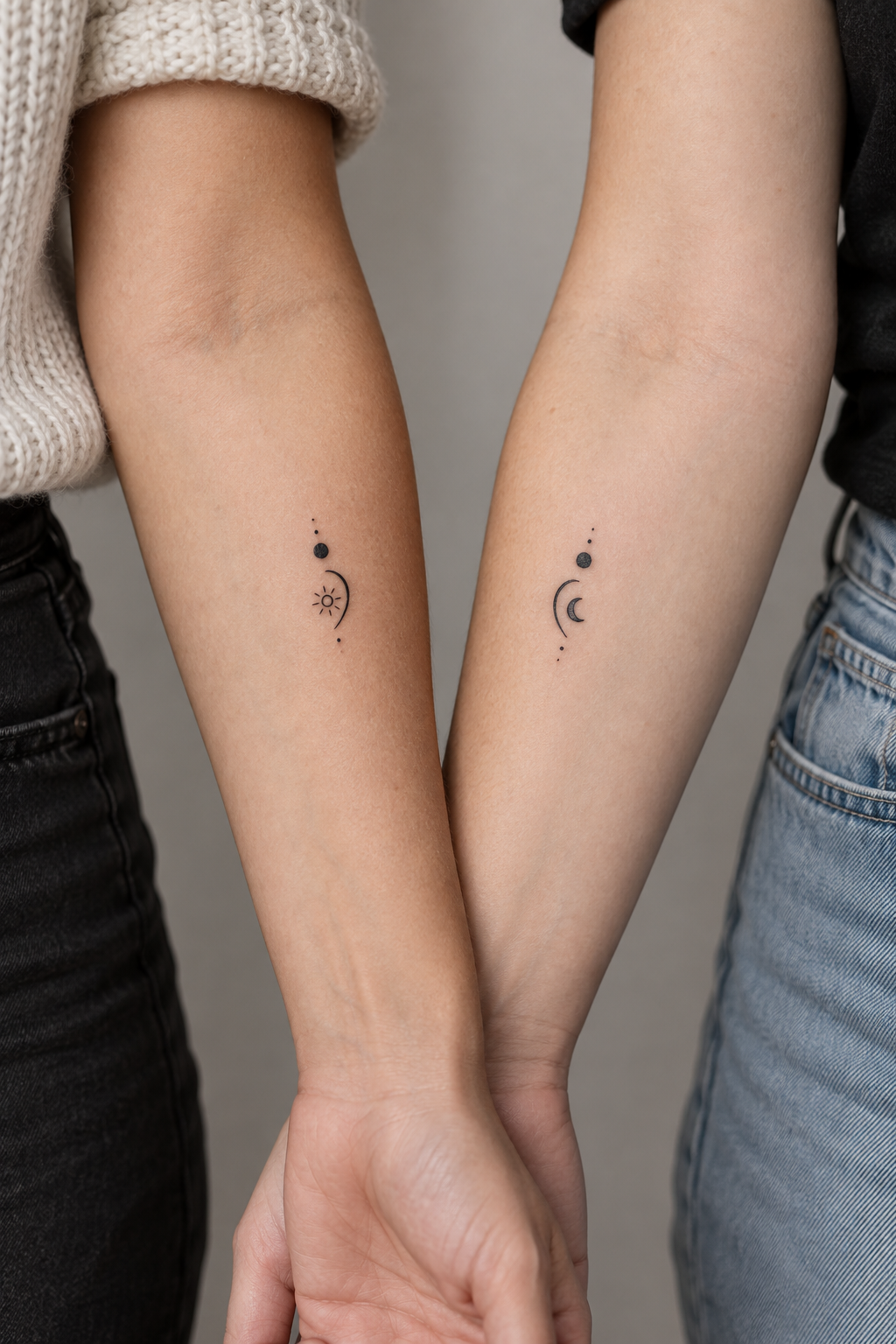 Semicolon Pair small friendship tattoo idea