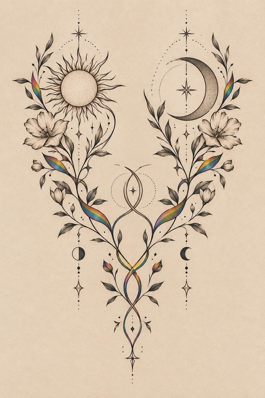 Playful matching LGBT couple tattoo idea