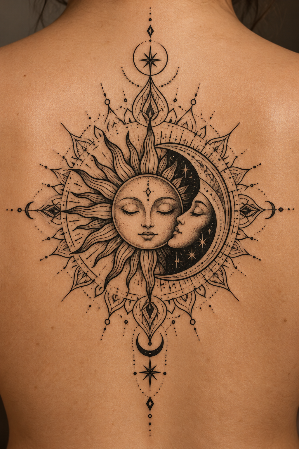 Sun and moon mandala mandala tattoo idea
