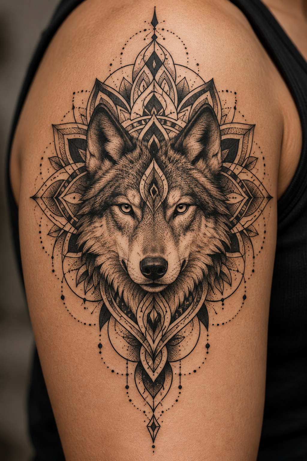 Wolf mandala mandala tattoo idea