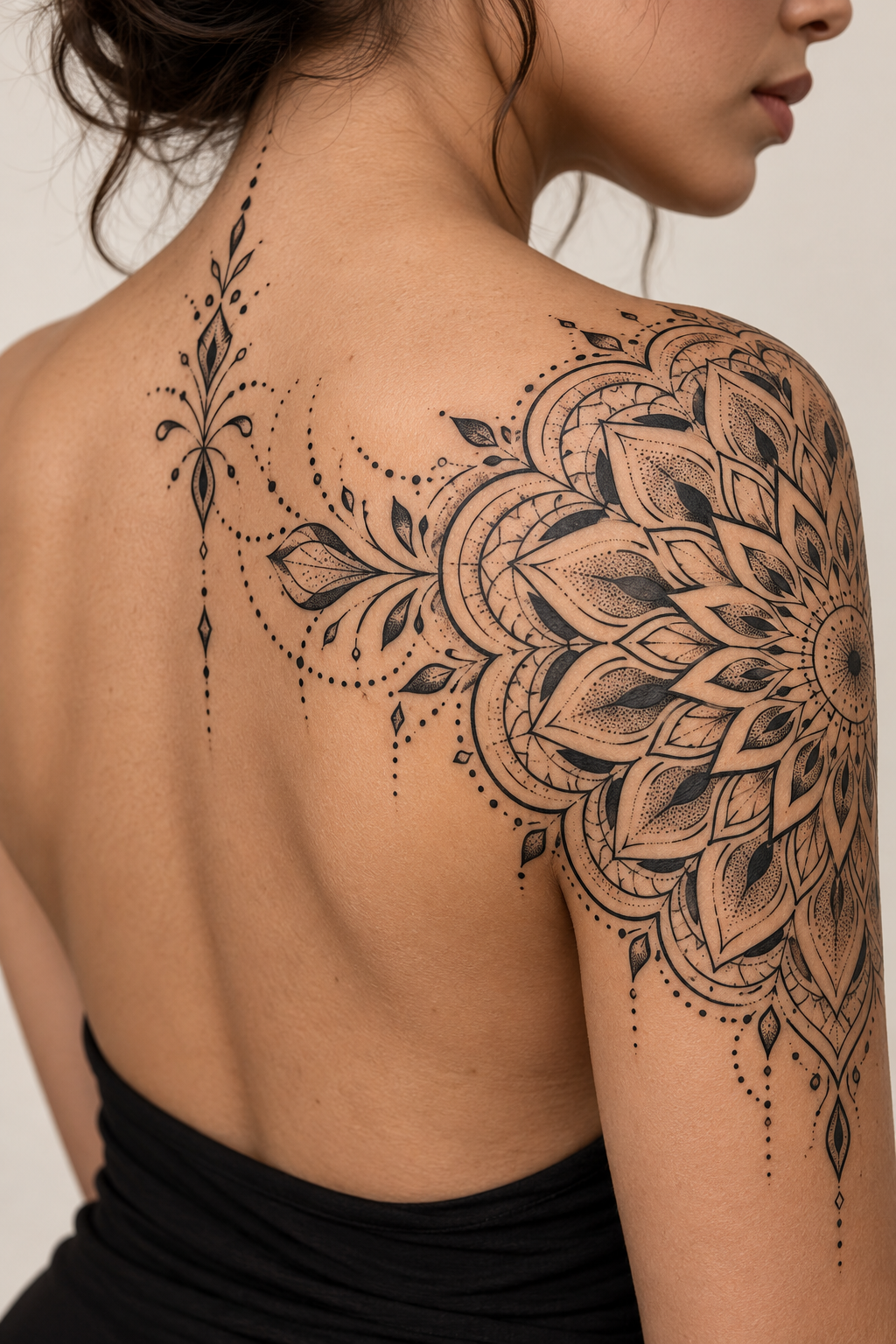 Semi-mandala mandala tattoo idea