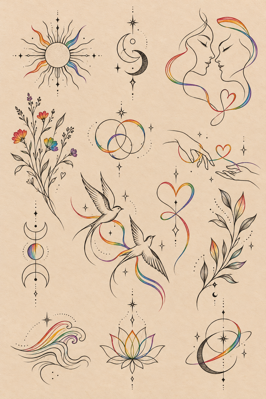 Joyful rainbow LGBT tattoo idea