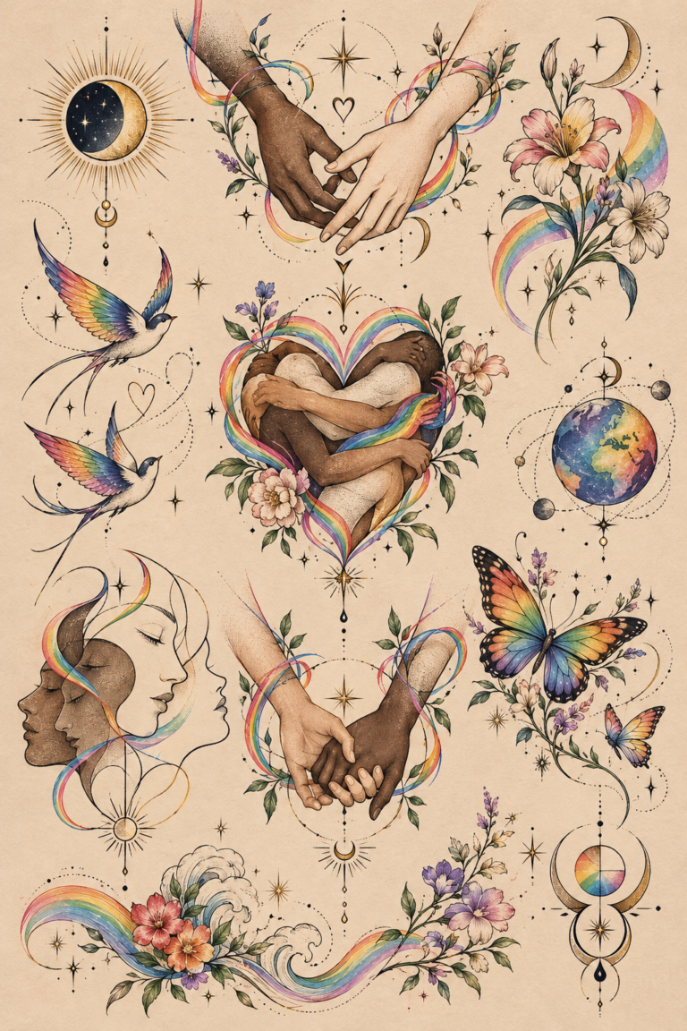 Abstract rainbow tattoo inspiration for LGBT tattoo ideas