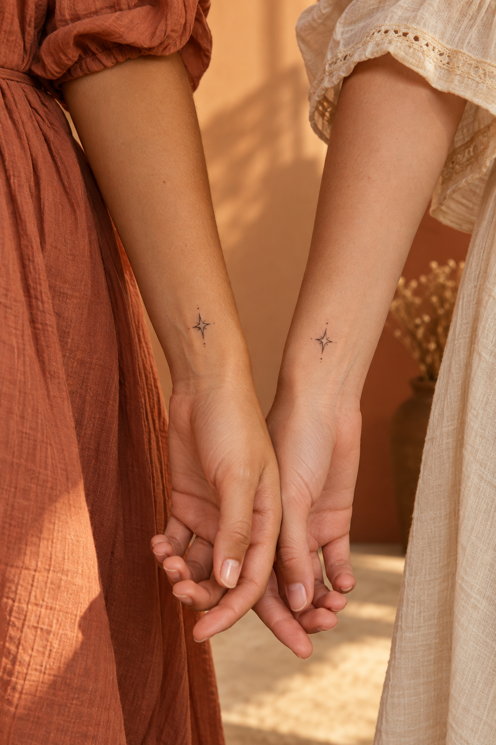 Matching Stars small sister tattoo idea