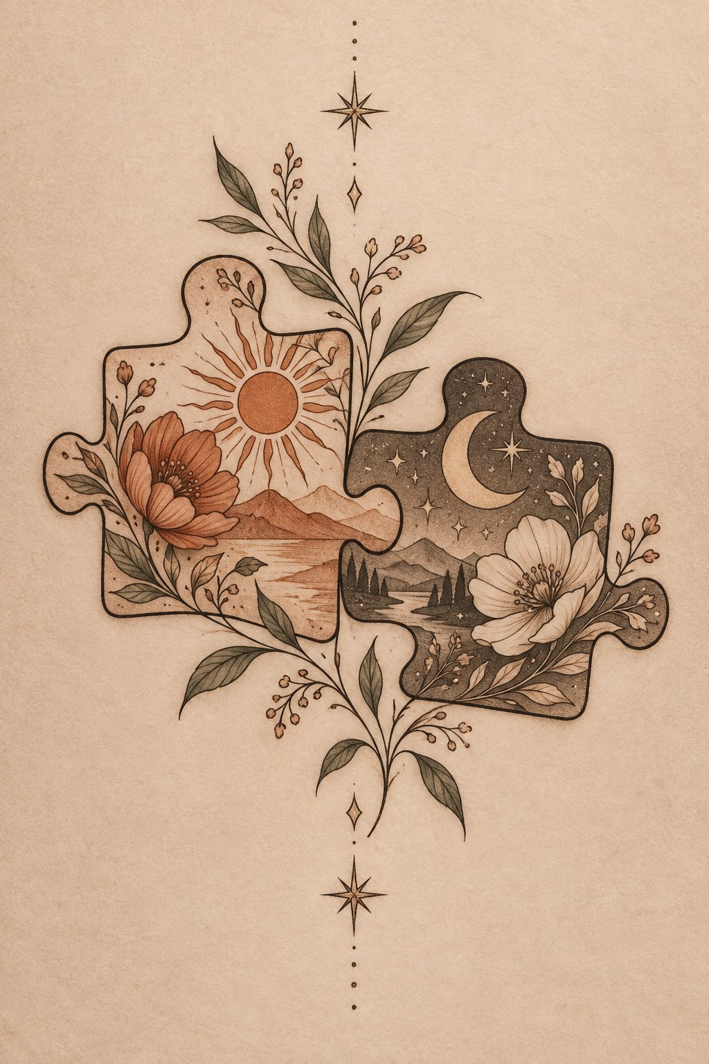 Puzzle Pieces small sister tattoo idea